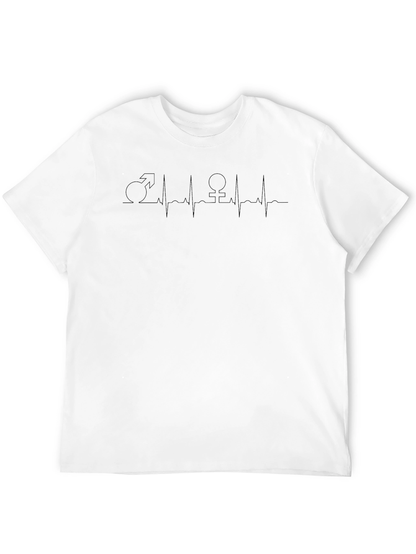 Unisex Heartbeat Gender Symbol Graphic Tee - Black