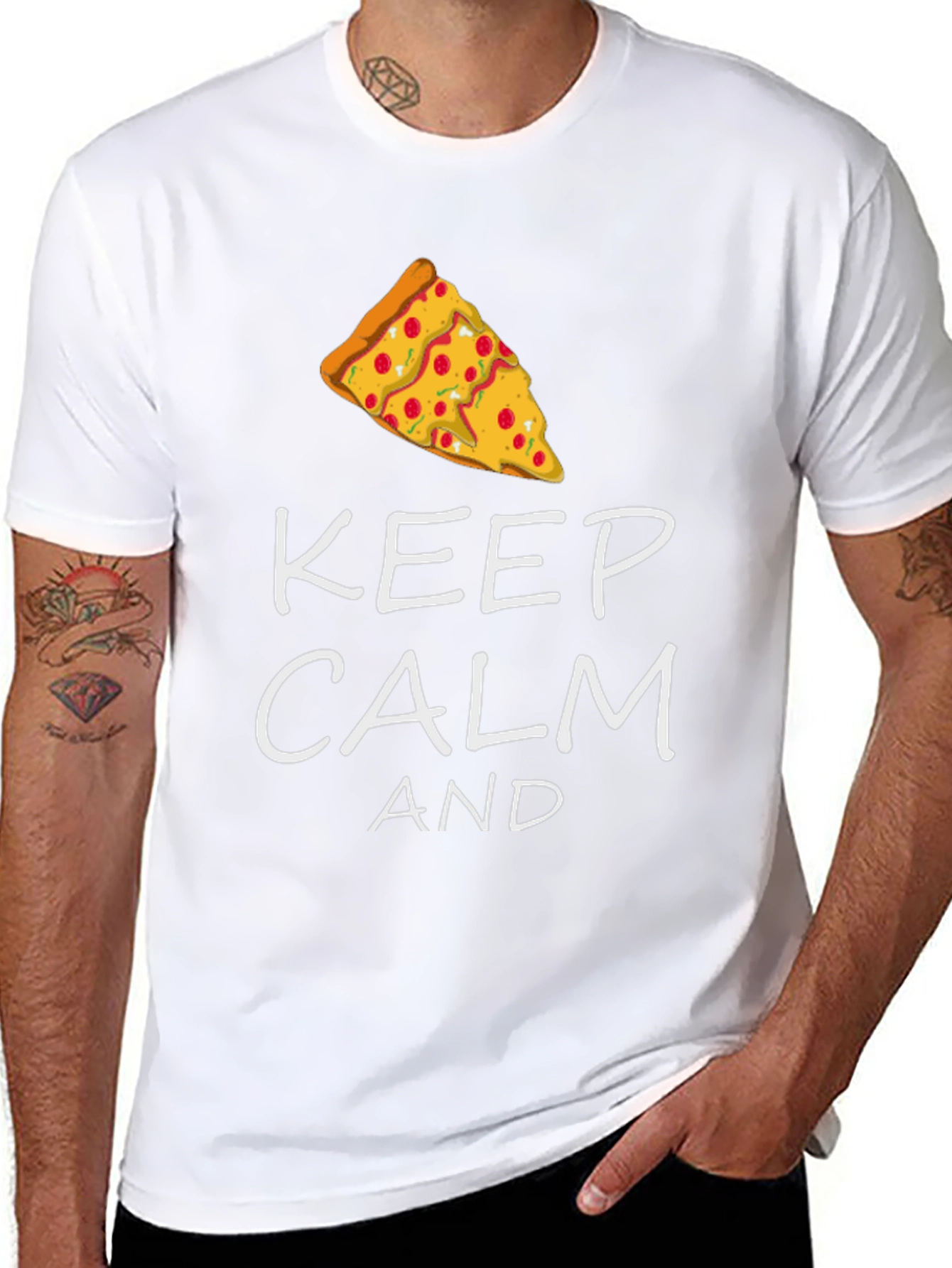 Keep Calm and Pizza T-Shirt - Funny Graphic Tee