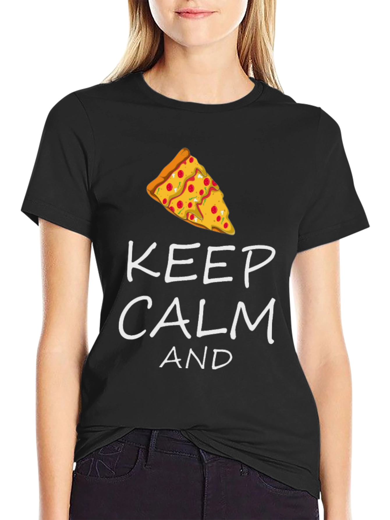 Keep Calm and Pizza T-Shirt - Funny Graphic Tee