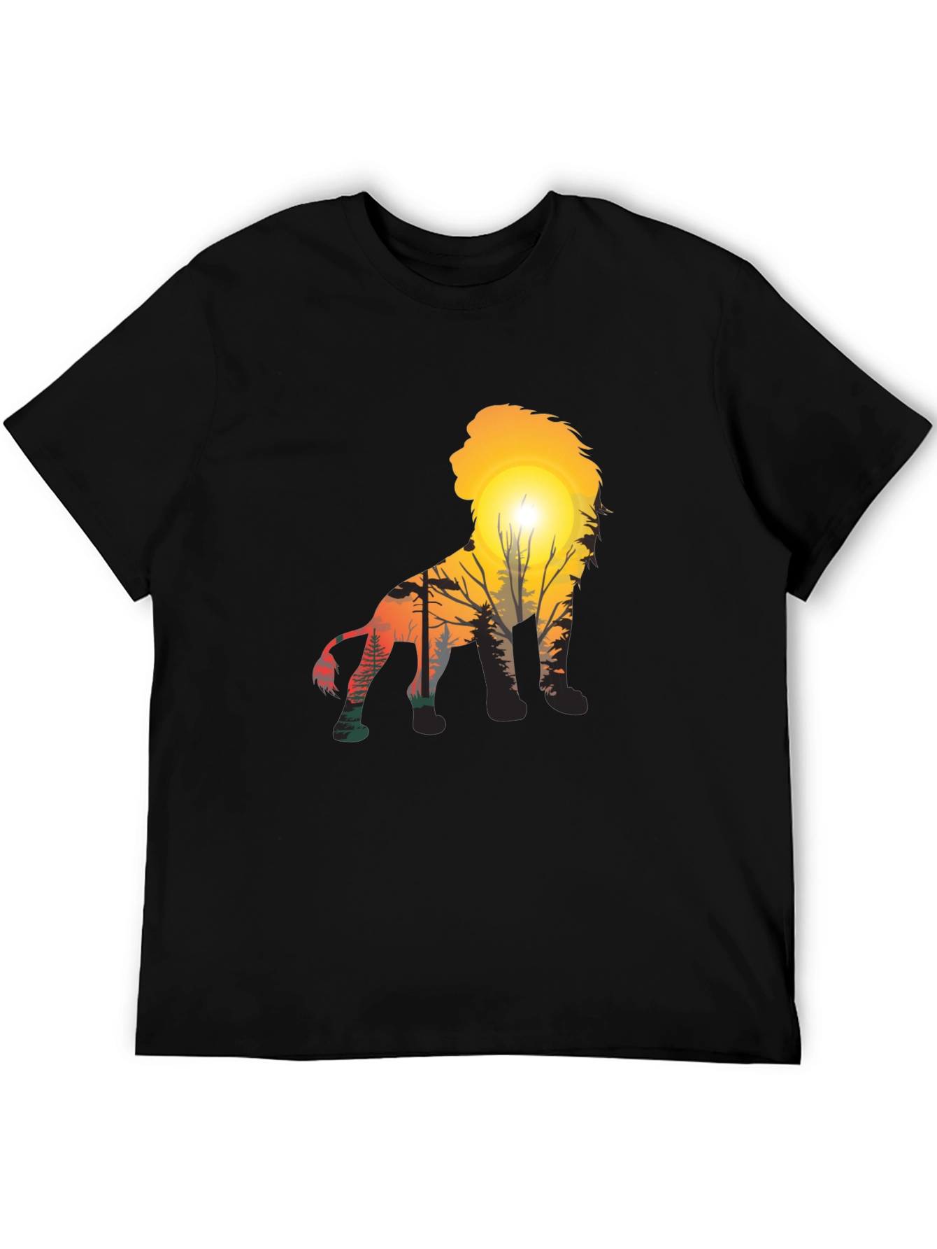 Lion Sunset Graphic Tee - Unique Mens T-Shirt