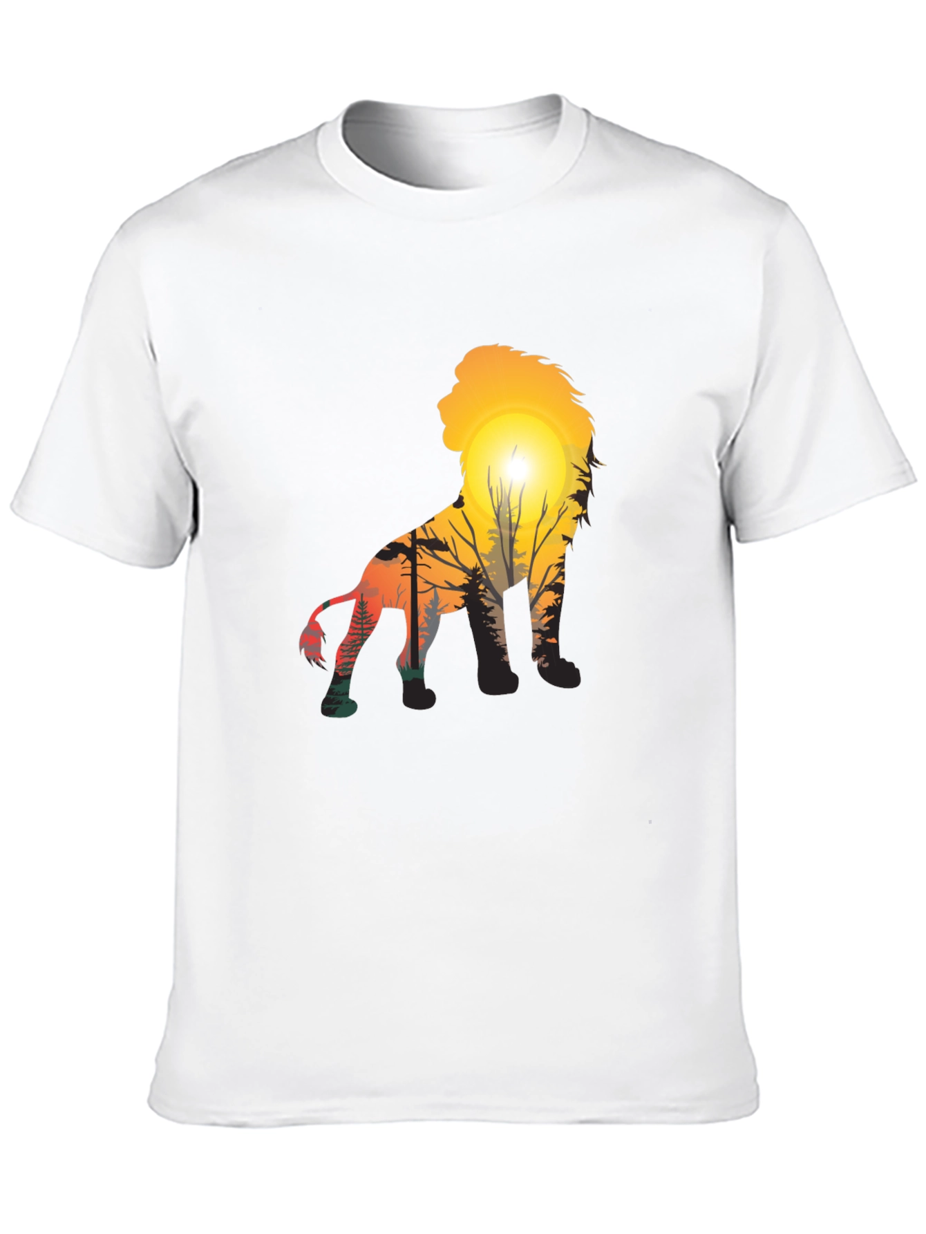 Lion Sunset Graphic Tee - Unique Mens T-Shirt
