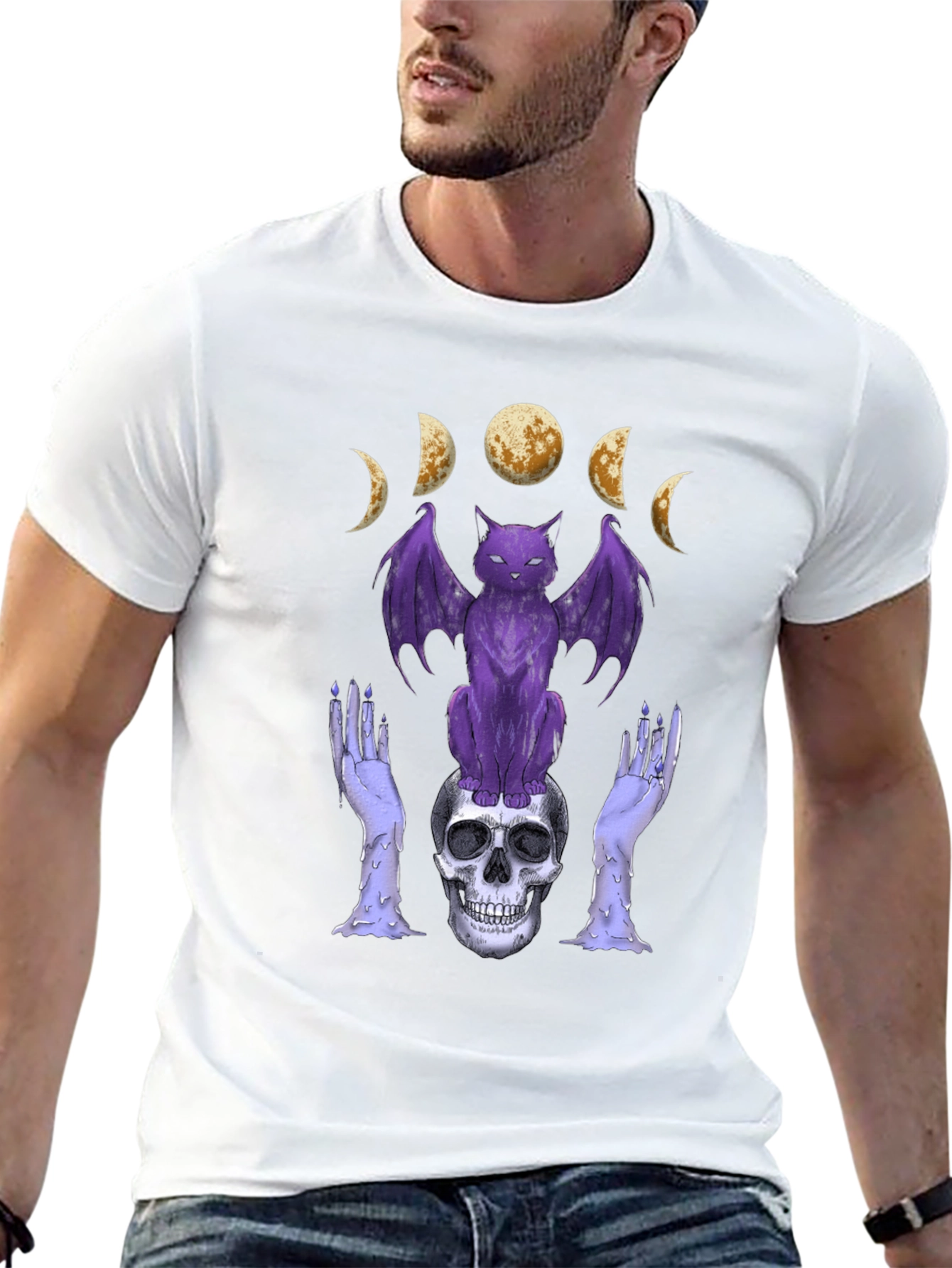 Gothic Cat and Skull T-Shirt