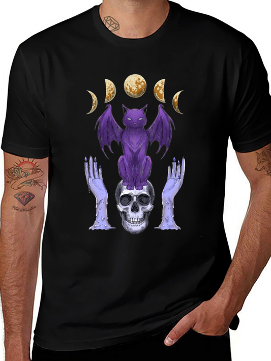 Gothic Cat and Skull T-Shirt