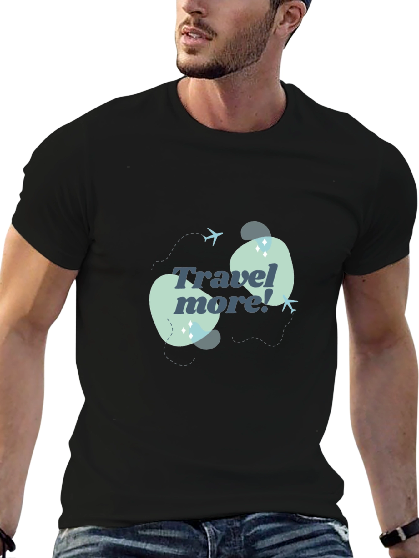 Travel More Graphic T-Shirt - Black Cotton Tee