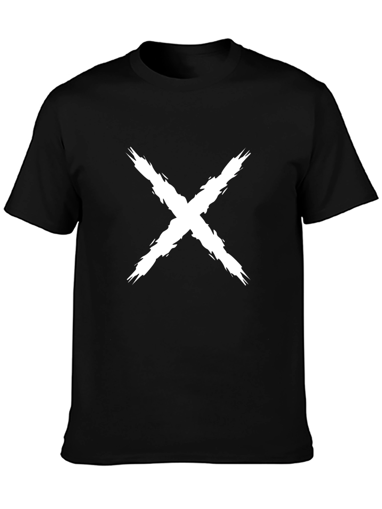 Mens Black T-Shirt with White X Design