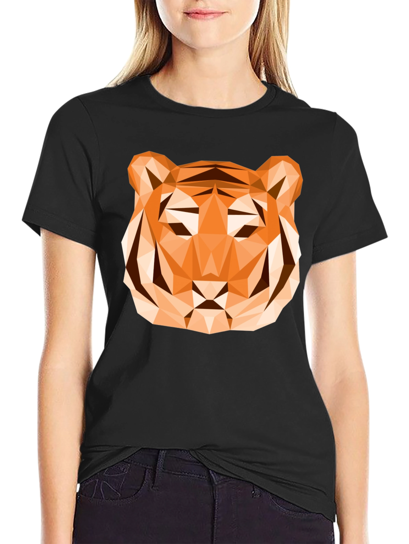 Geometric Tiger Graphic T-Shirt - Stylish Mens Tee