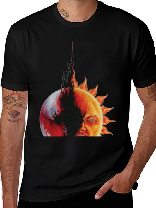 Fiery Sun Face Graphic Tee - Menswear