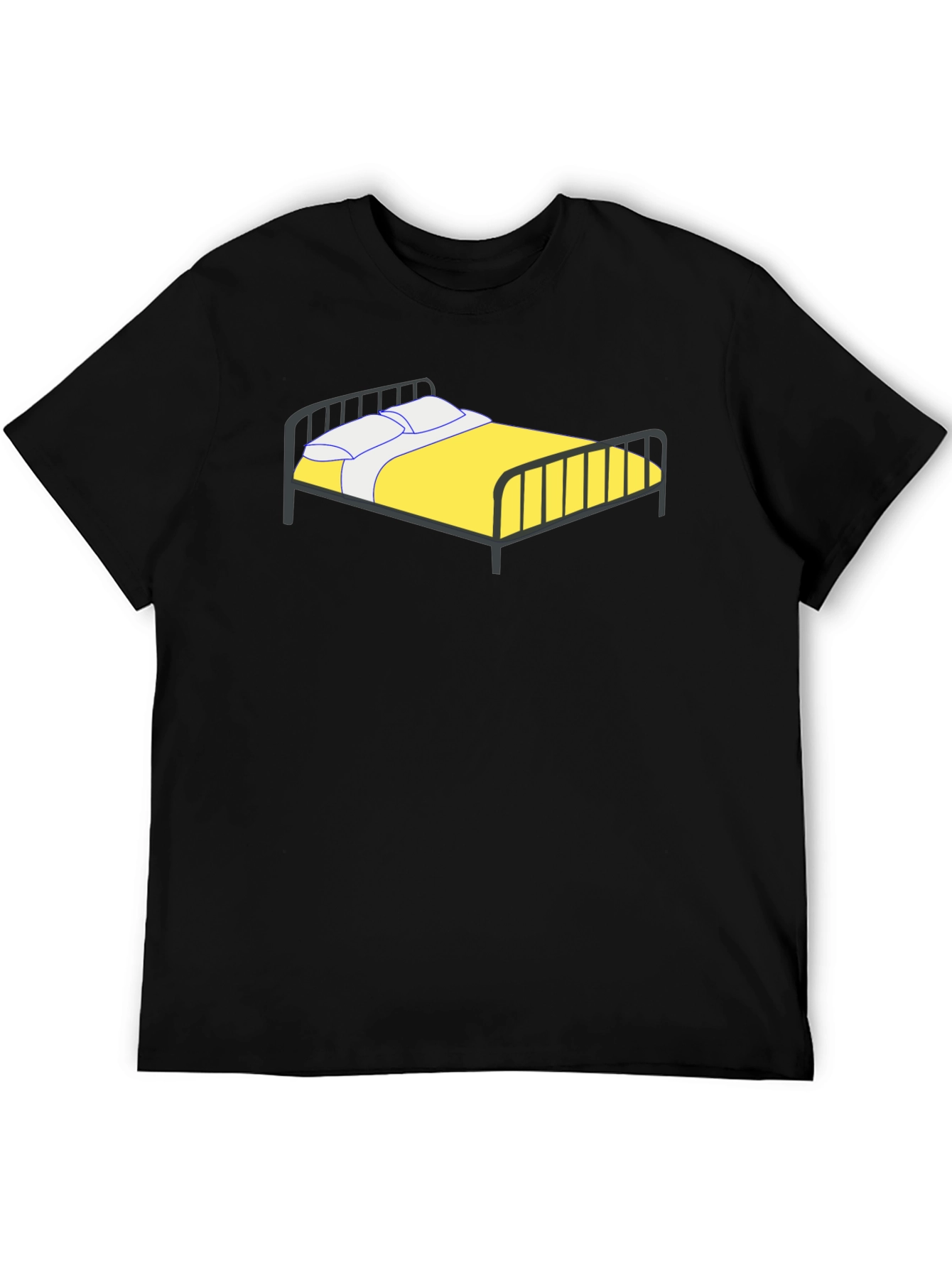 Novelty Bed Graphic Tee - Black Cotton T-Shirt