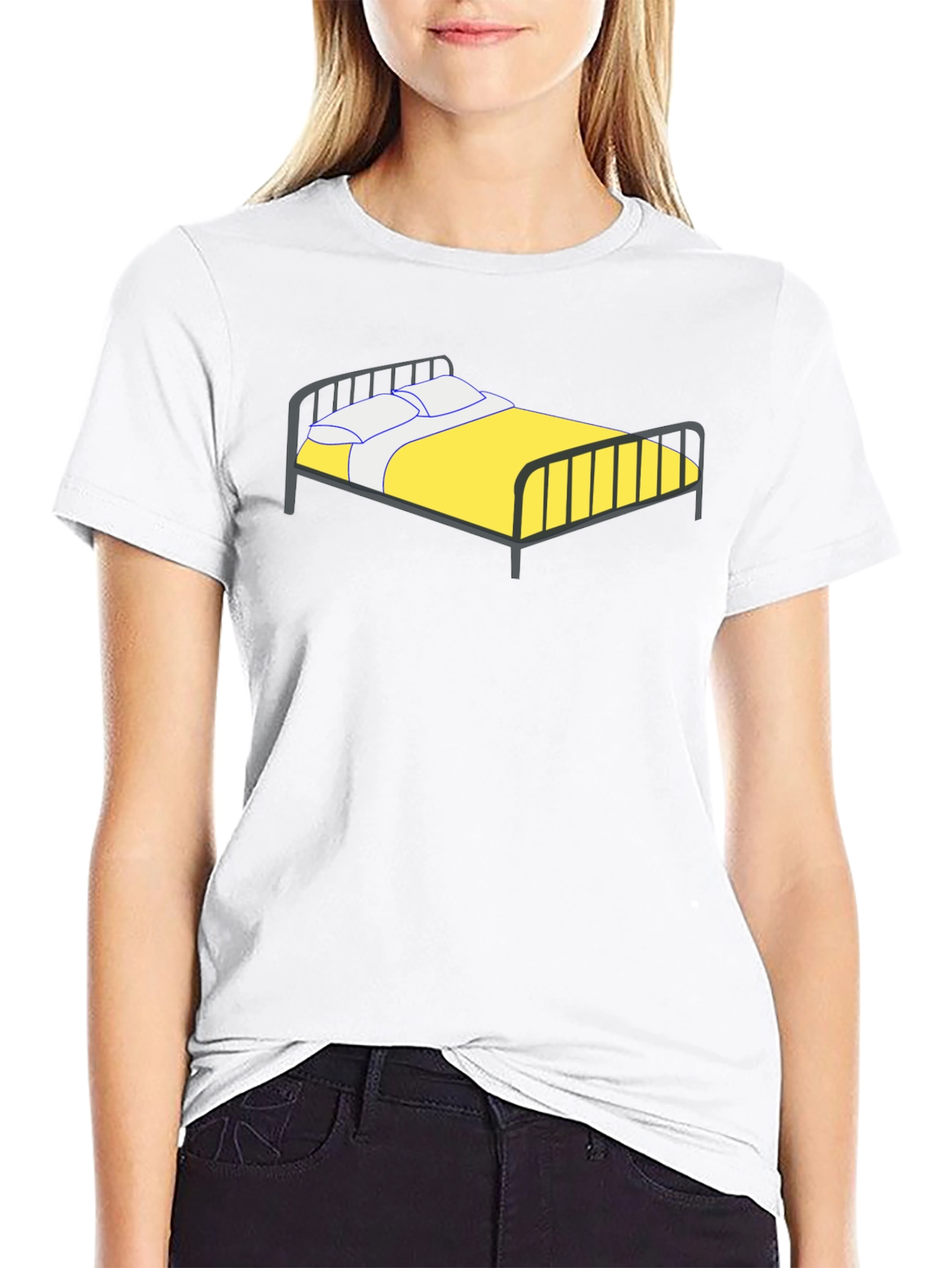Novelty Bed Graphic Tee - Black Cotton T-Shirt