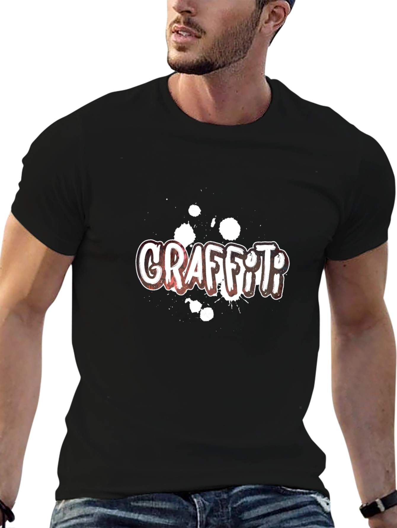 Graffiti Graphic Print Black T-Shirt