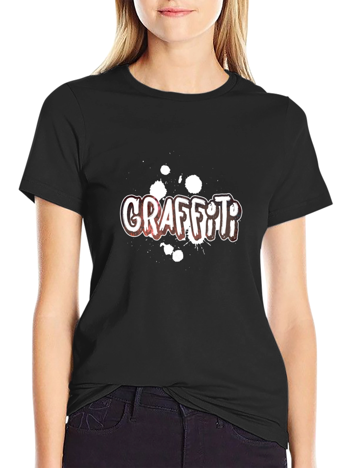 Graffiti Graphic Print Black T-Shirt