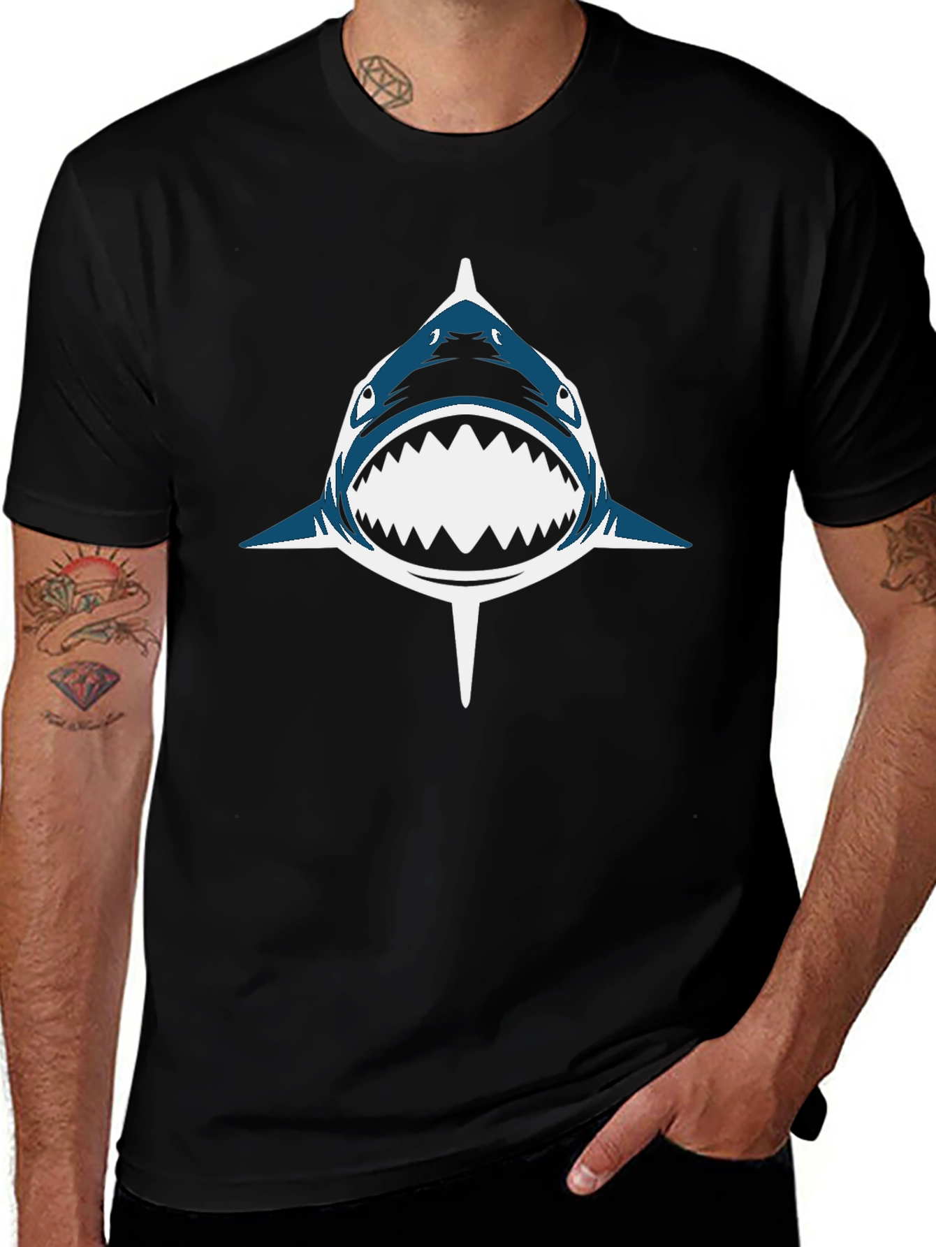 Shark Graphic Black T-Shirt - Mens