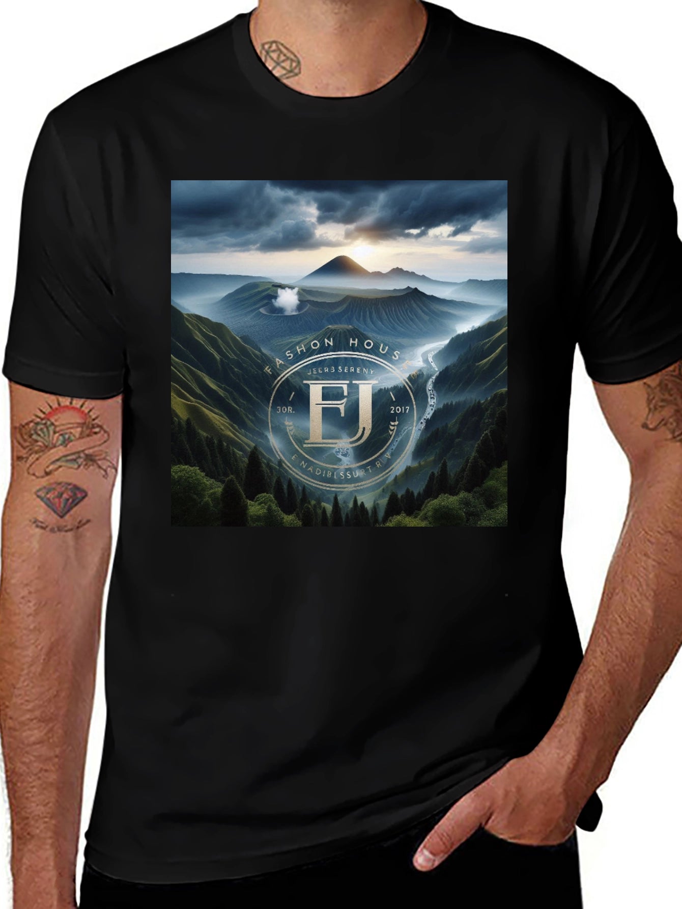 Fashion House FJ Serenity Black Graphic T-Shirt