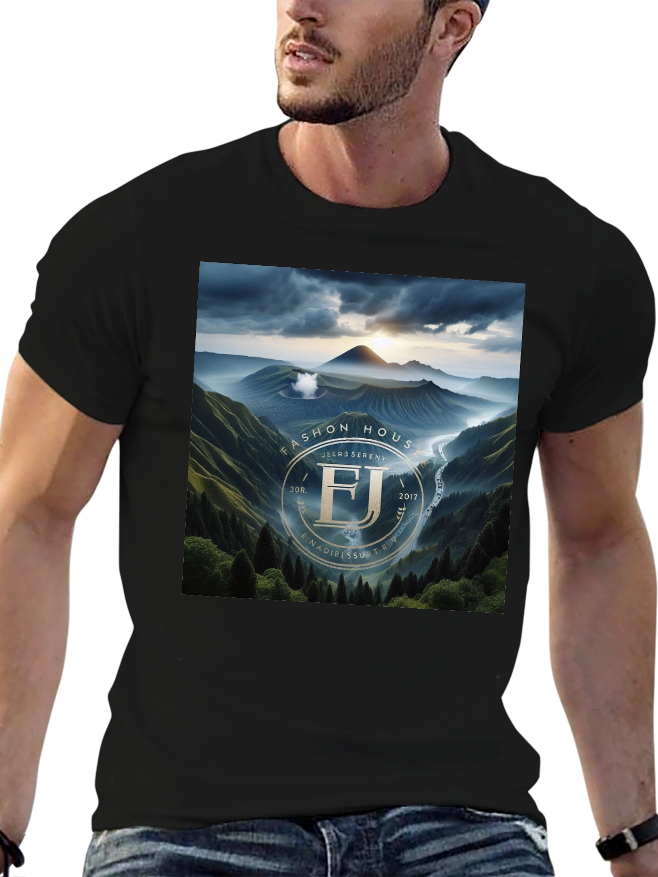 Fashion House FJ Serenity Black Graphic T-Shirt