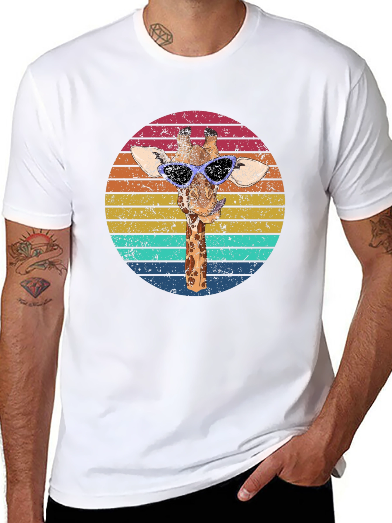 Retro Giraffe Sunglasses Graphic Tee