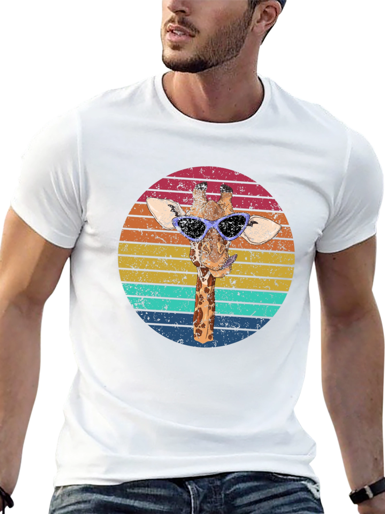 Retro Giraffe Sunglasses Graphic Tee