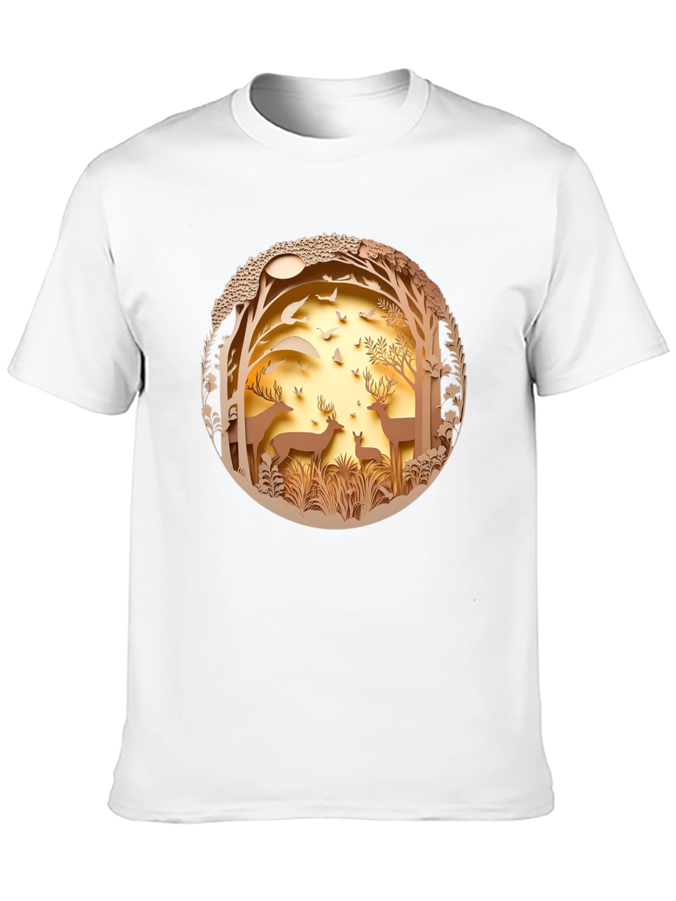Nature Deer Graphic Black T-Shirt