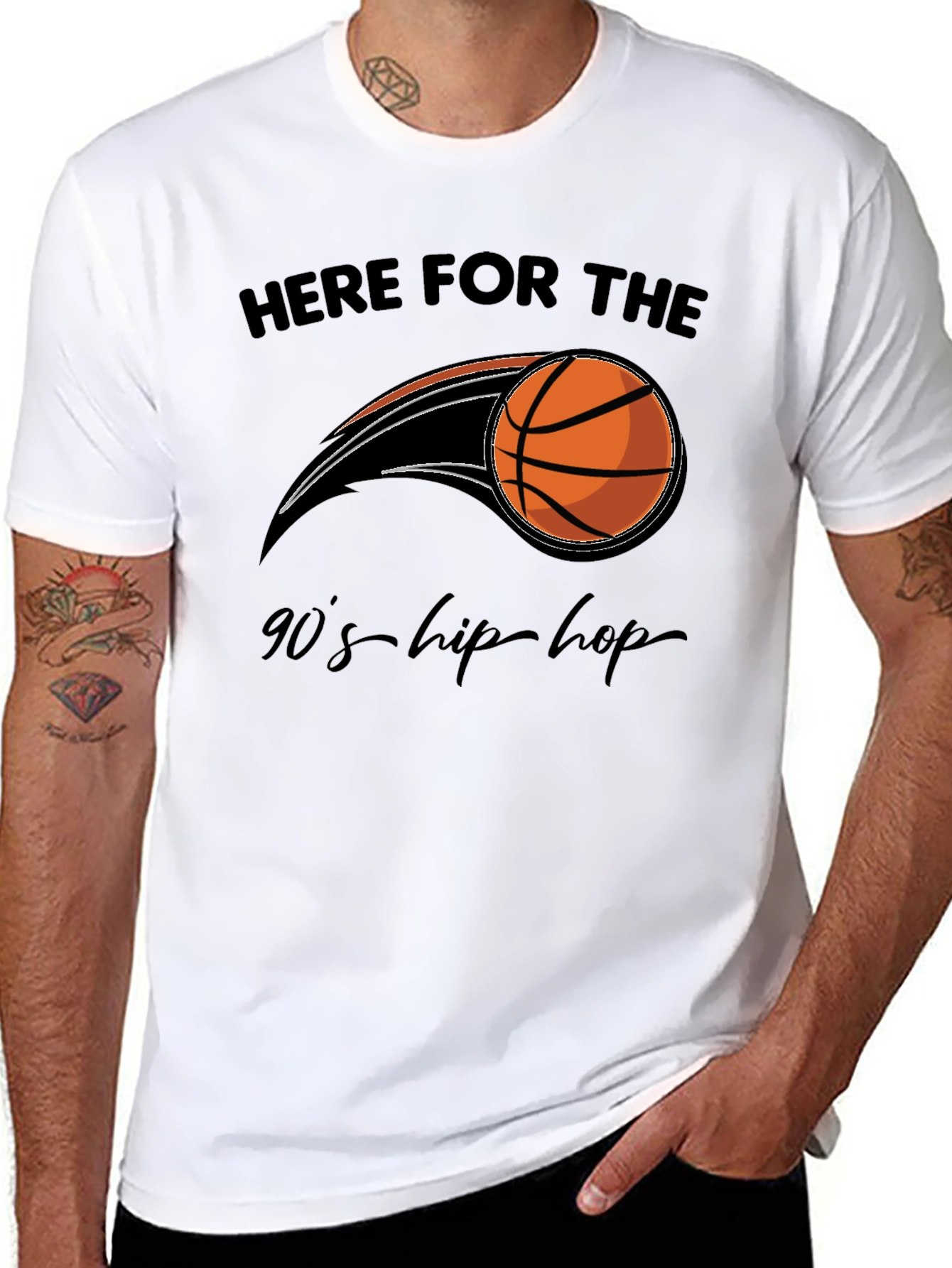 90s Hip-Hop Basketball Graphic T-Shirt