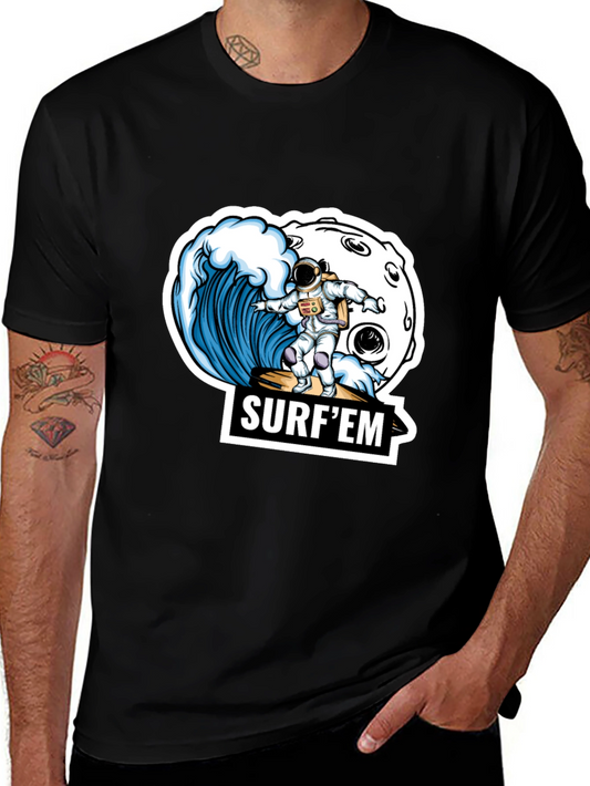 Astronaut Surfing T-Shirt - Space Wave Design