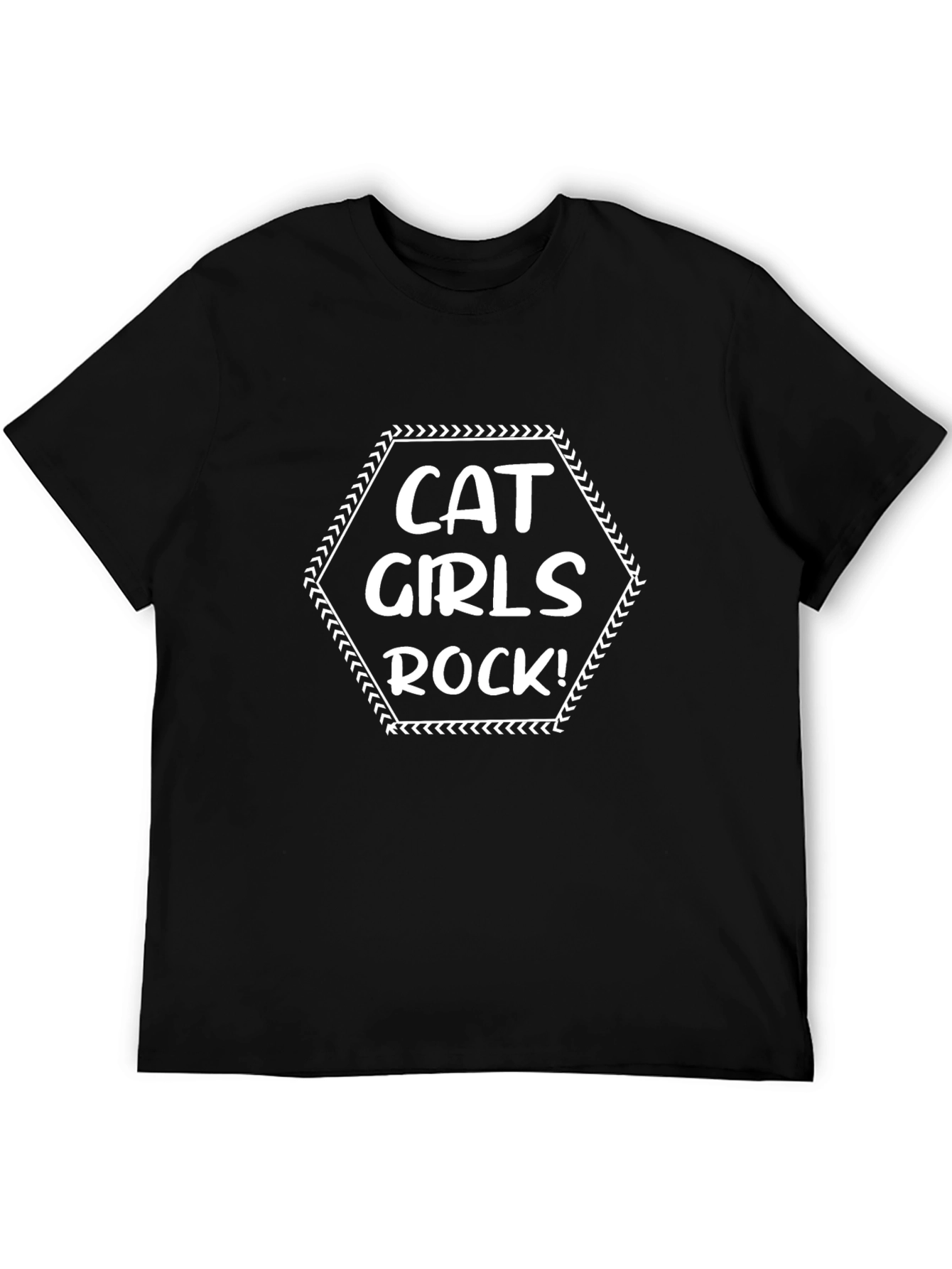 Cat Girls Rock! Black Graphic Tee Shirt