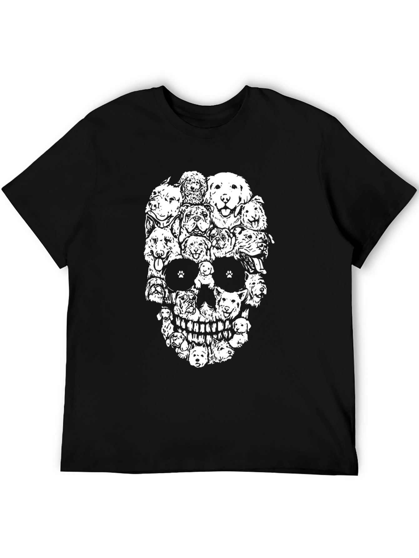 Dog Skull Graphic Tee - Black Cotton T-Shirt