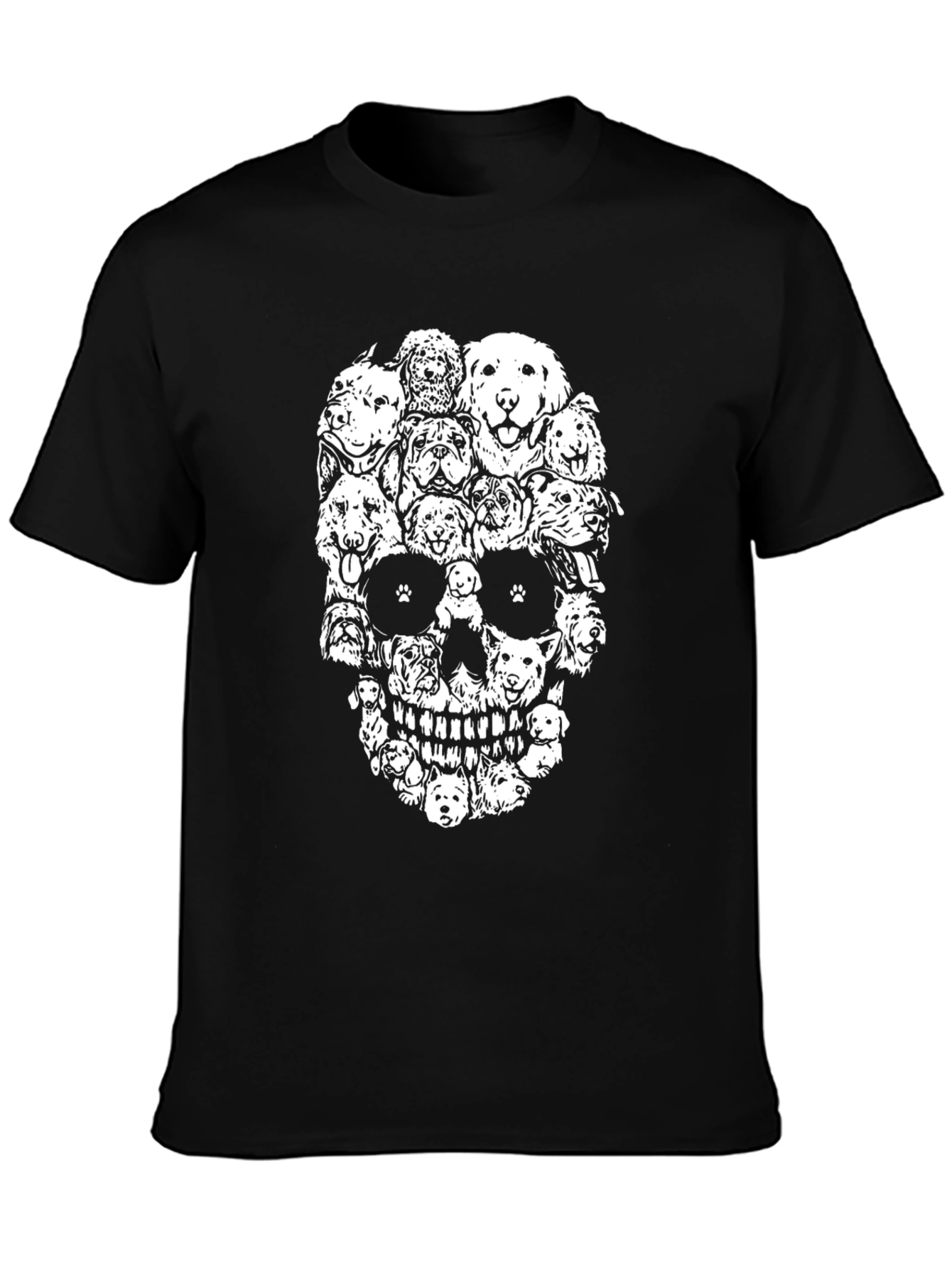 Dog Skull Graphic Tee - Black Cotton T-Shirt