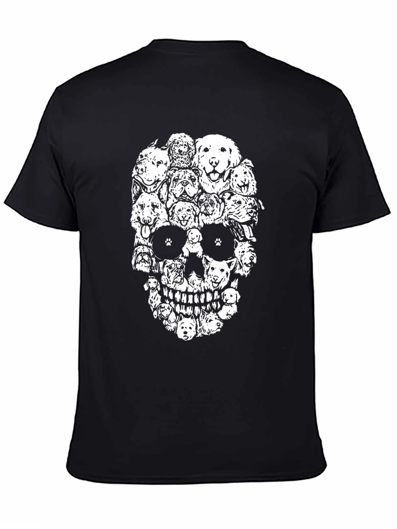 Dog Skull Graphic Tee - Black Cotton T-Shirt
