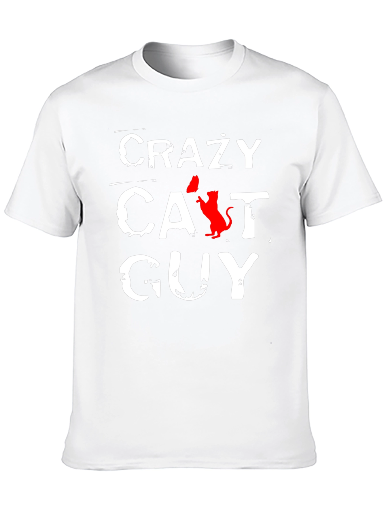 Crazy Cat Guy Black T-Shirt - Novelty Graphic Tee