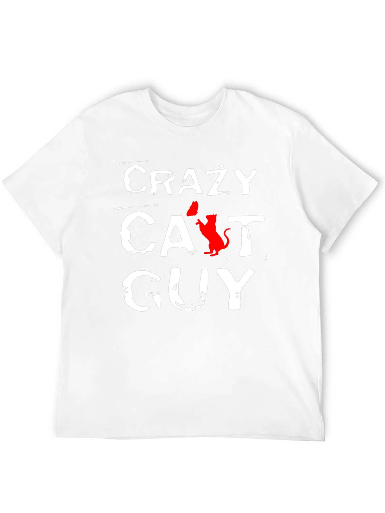 Crazy Cat Guy Black T-Shirt - Novelty Graphic Tee