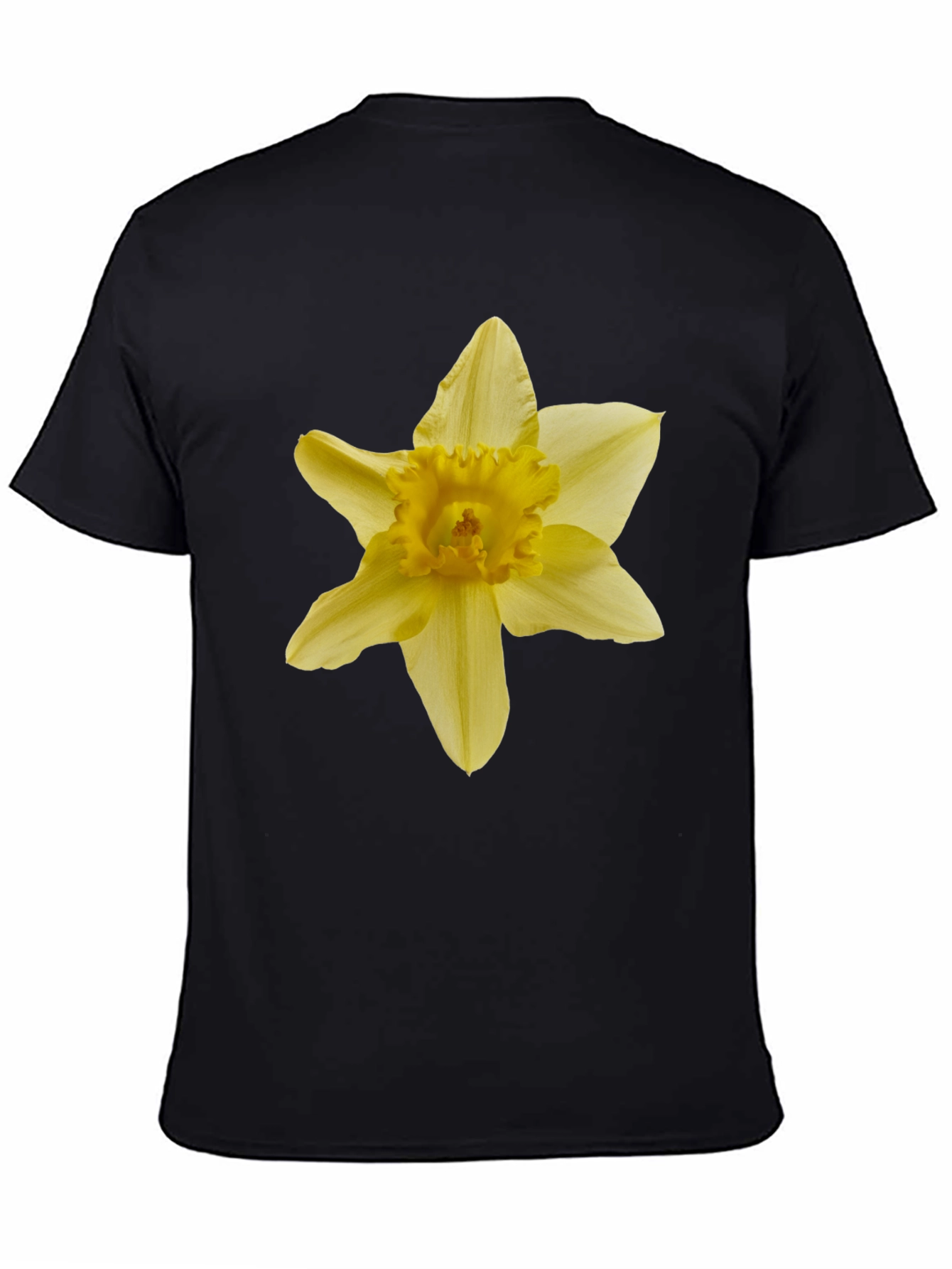 Daffodil Flower Graphic Tee - Black Cotton T-Shirt