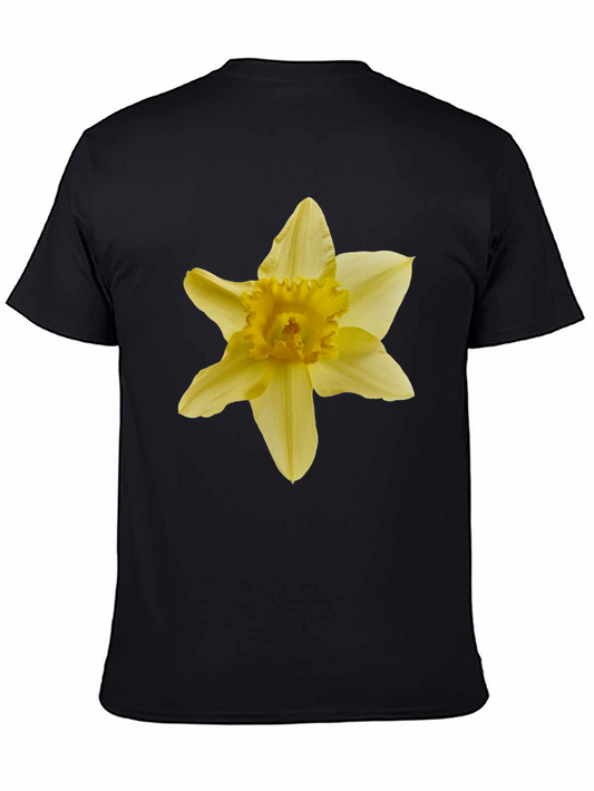 Daffodil Flower Graphic Tee - Black Cotton T-Shirt