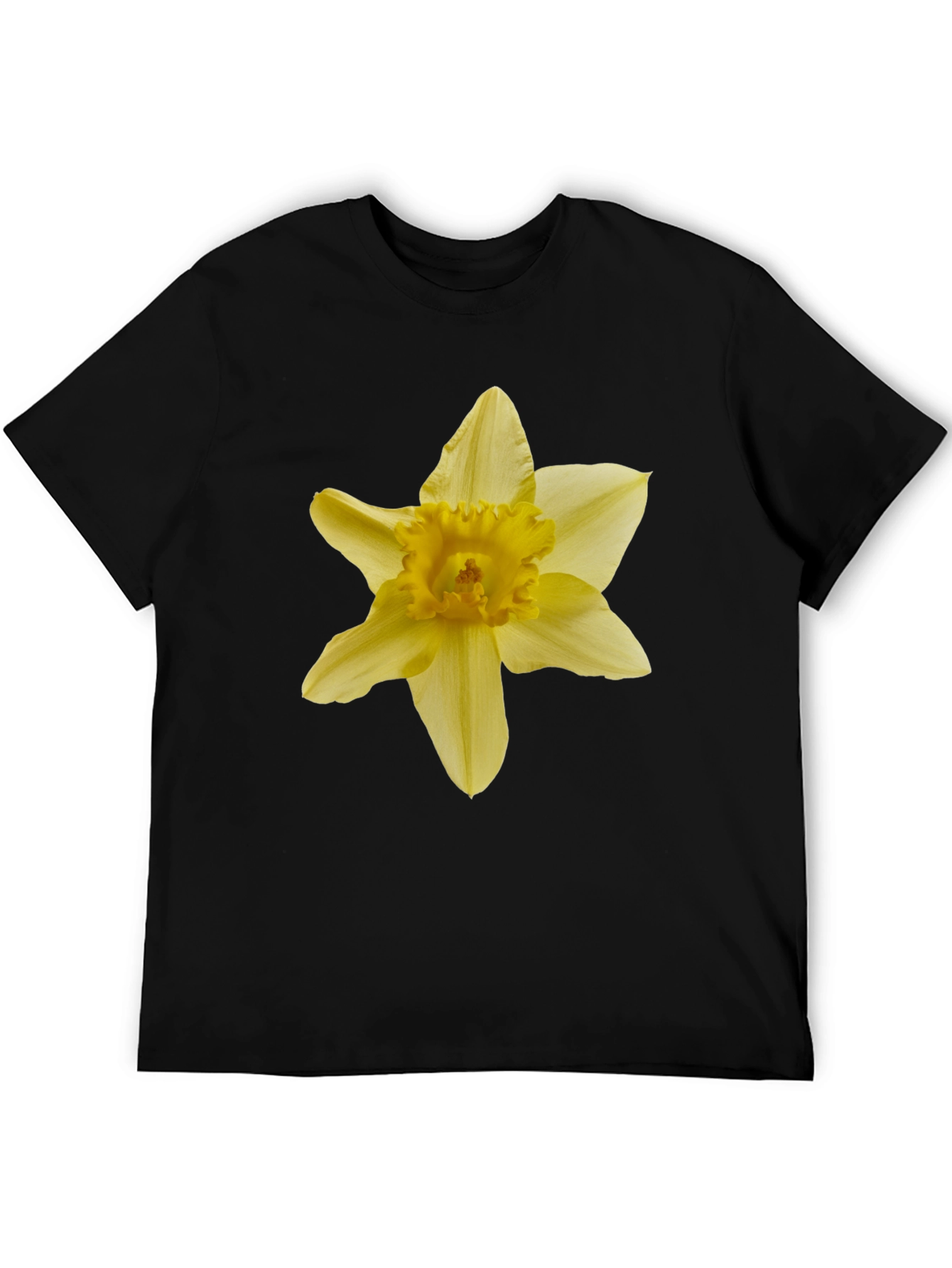 Daffodil Flower Graphic Tee - Black Cotton T-Shirt