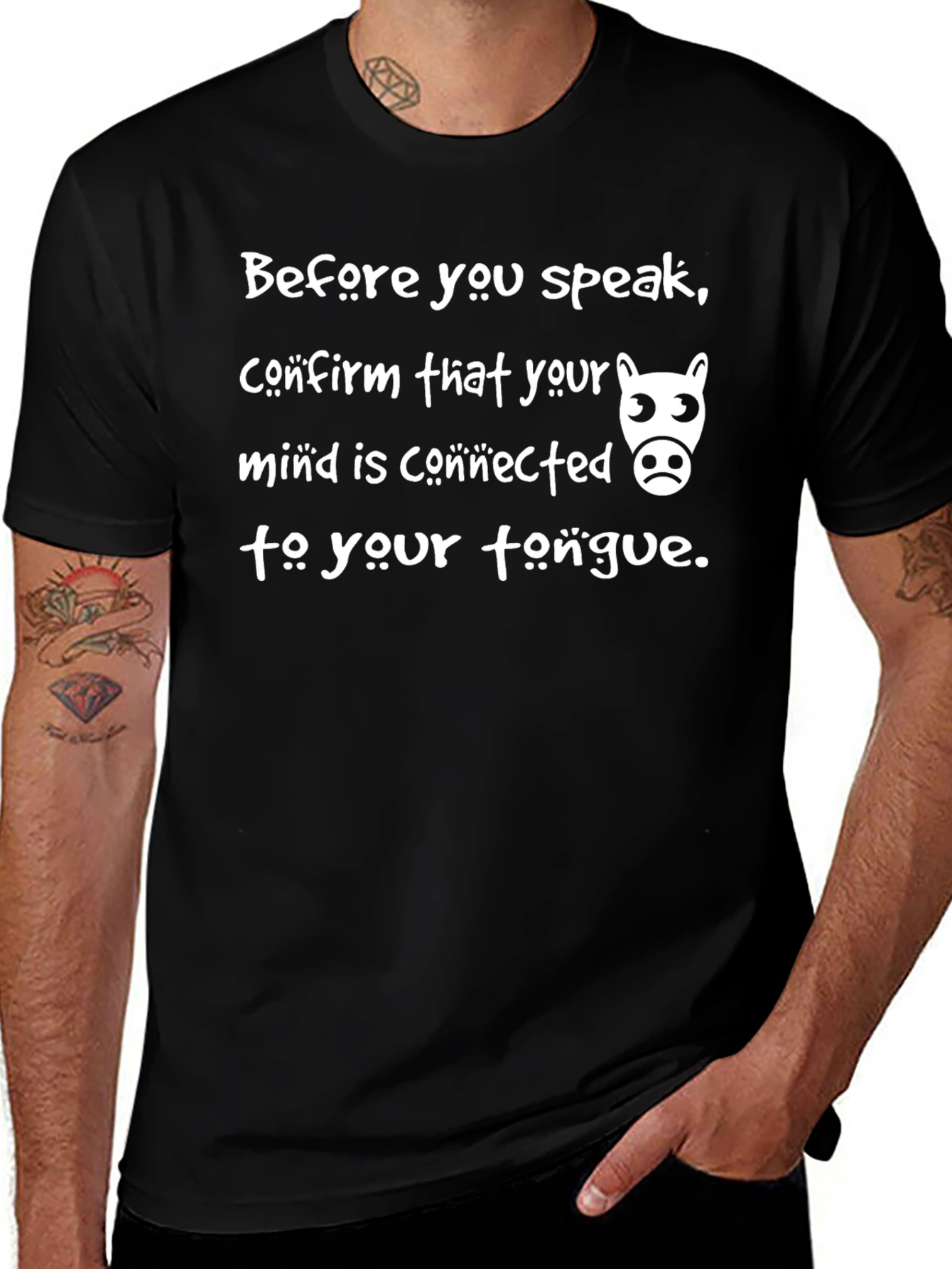 Mind Connected Tongue T-Shirt - Funny Graphic Tee