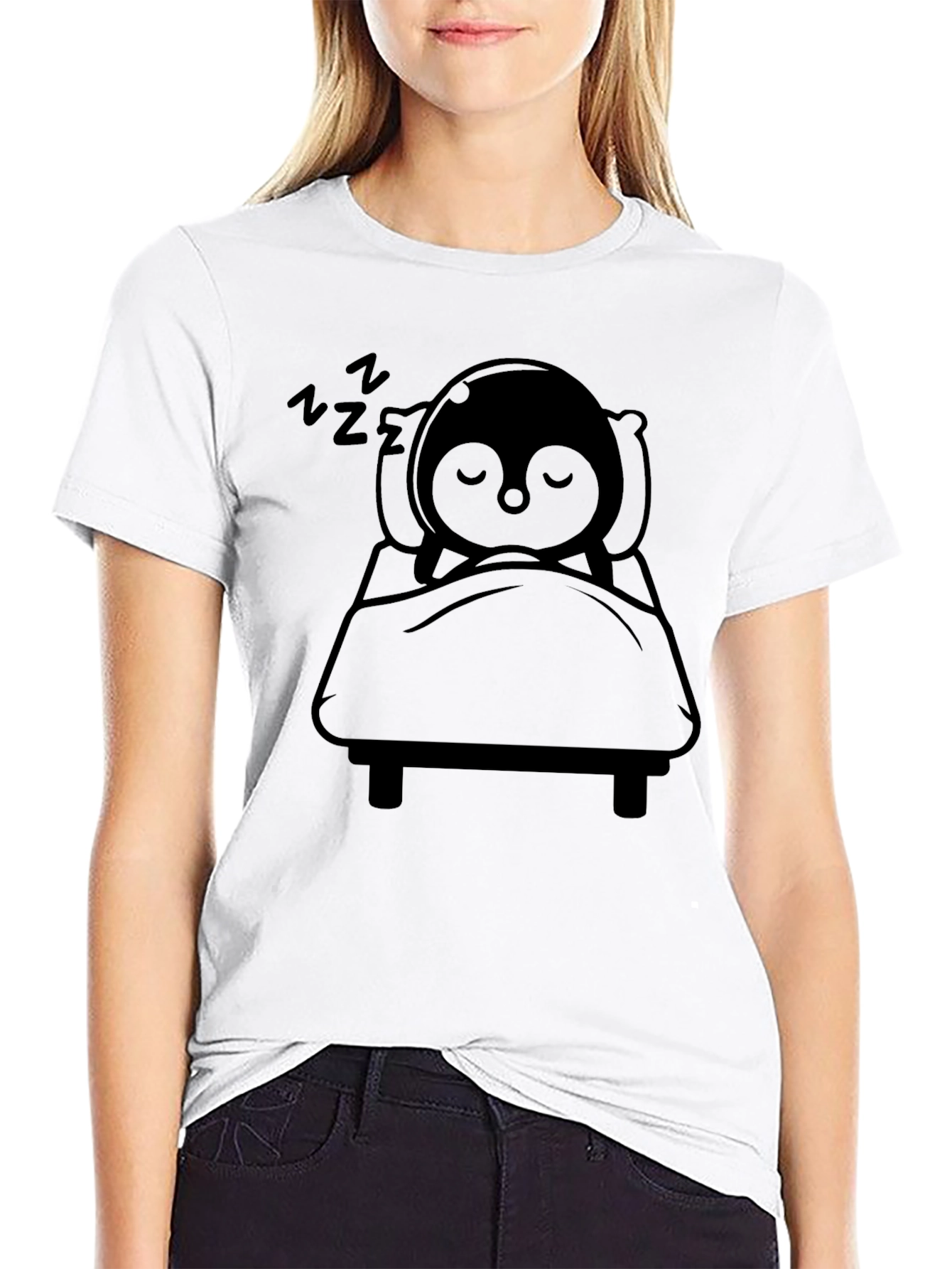 Sleeping Penguin Black T-Shirt