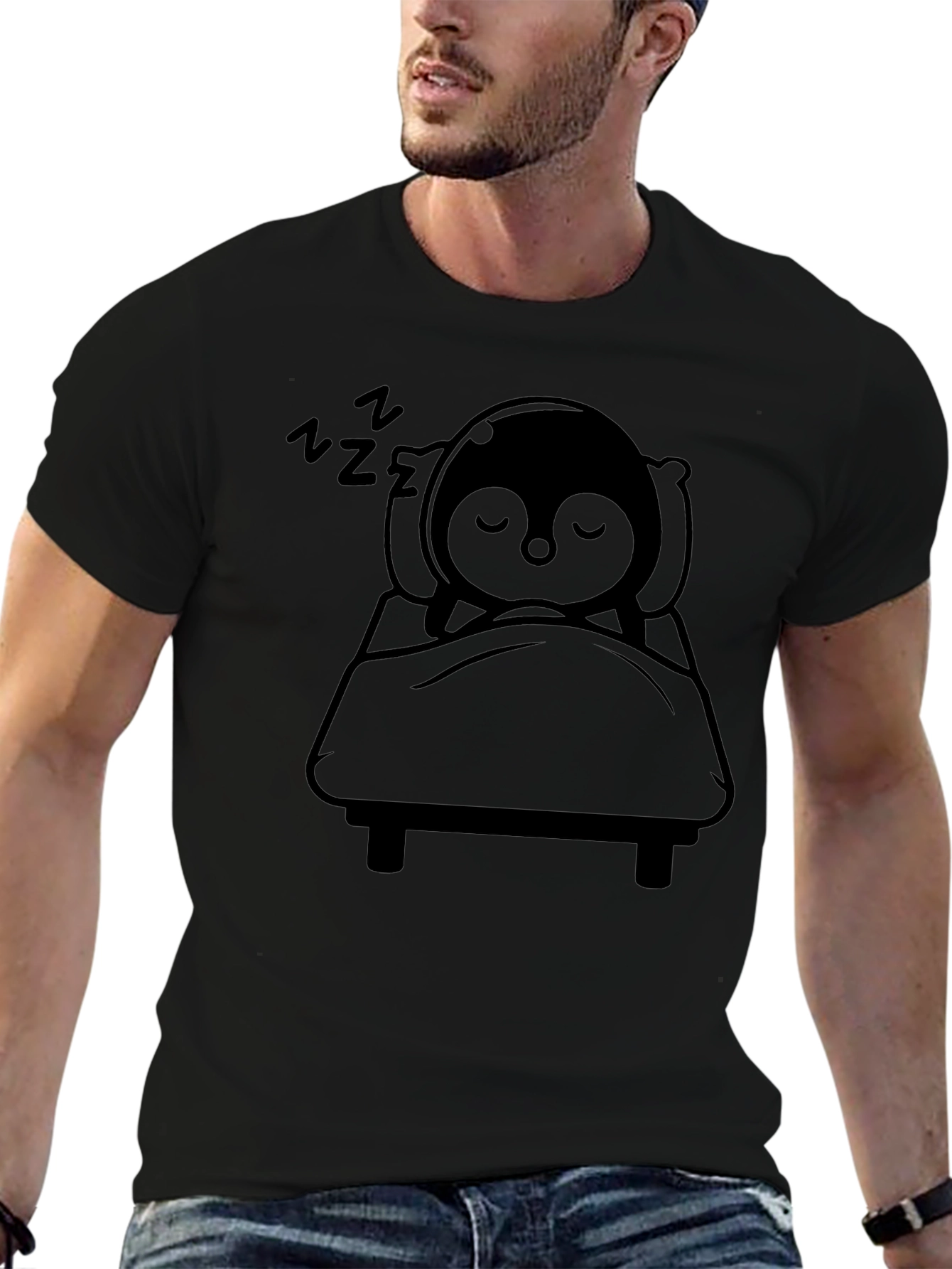 Sleeping Penguin Black T-Shirt