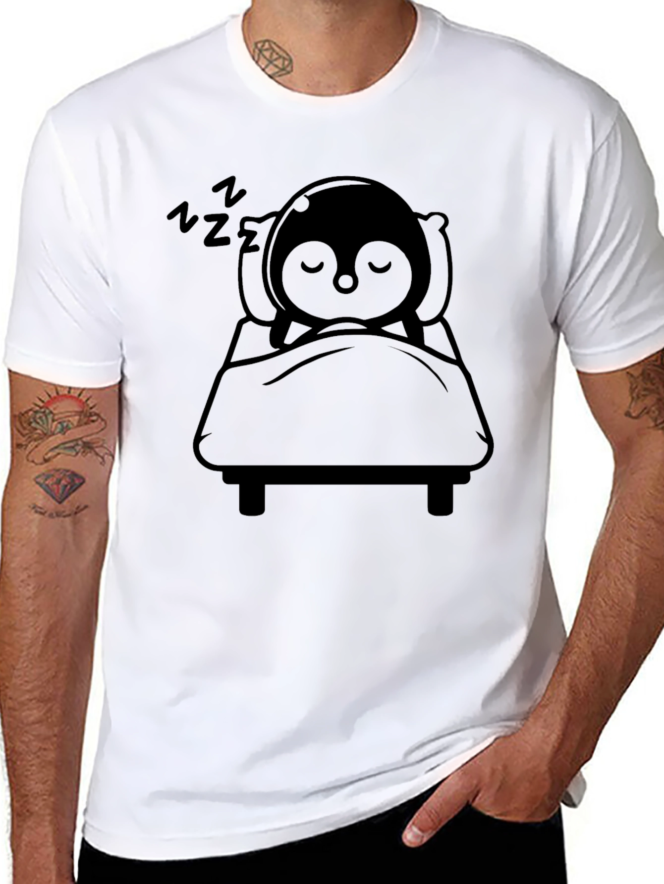 Sleeping Penguin Black T-Shirt