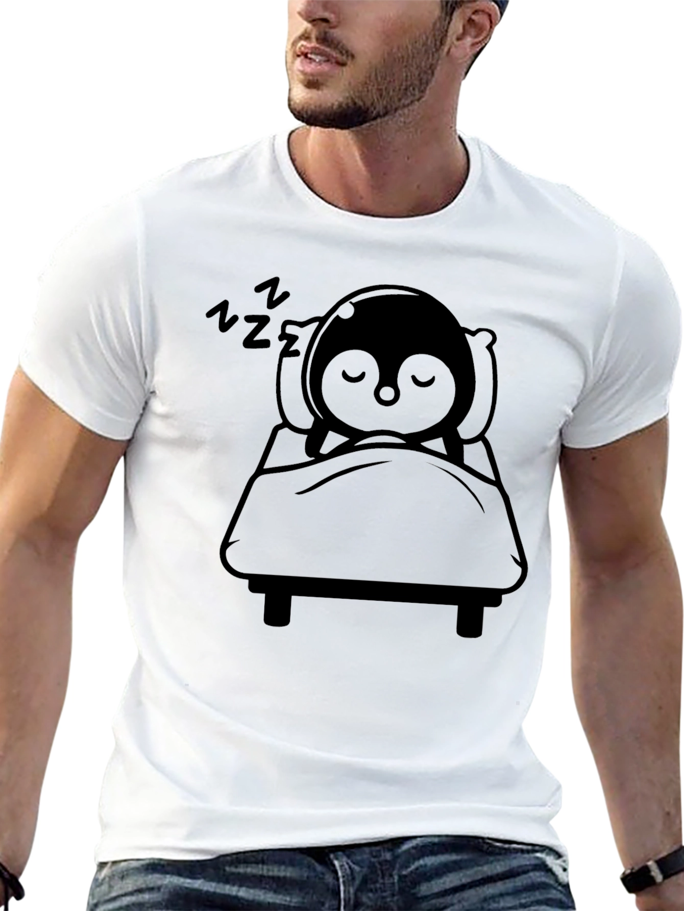 Sleeping Penguin Black T-Shirt