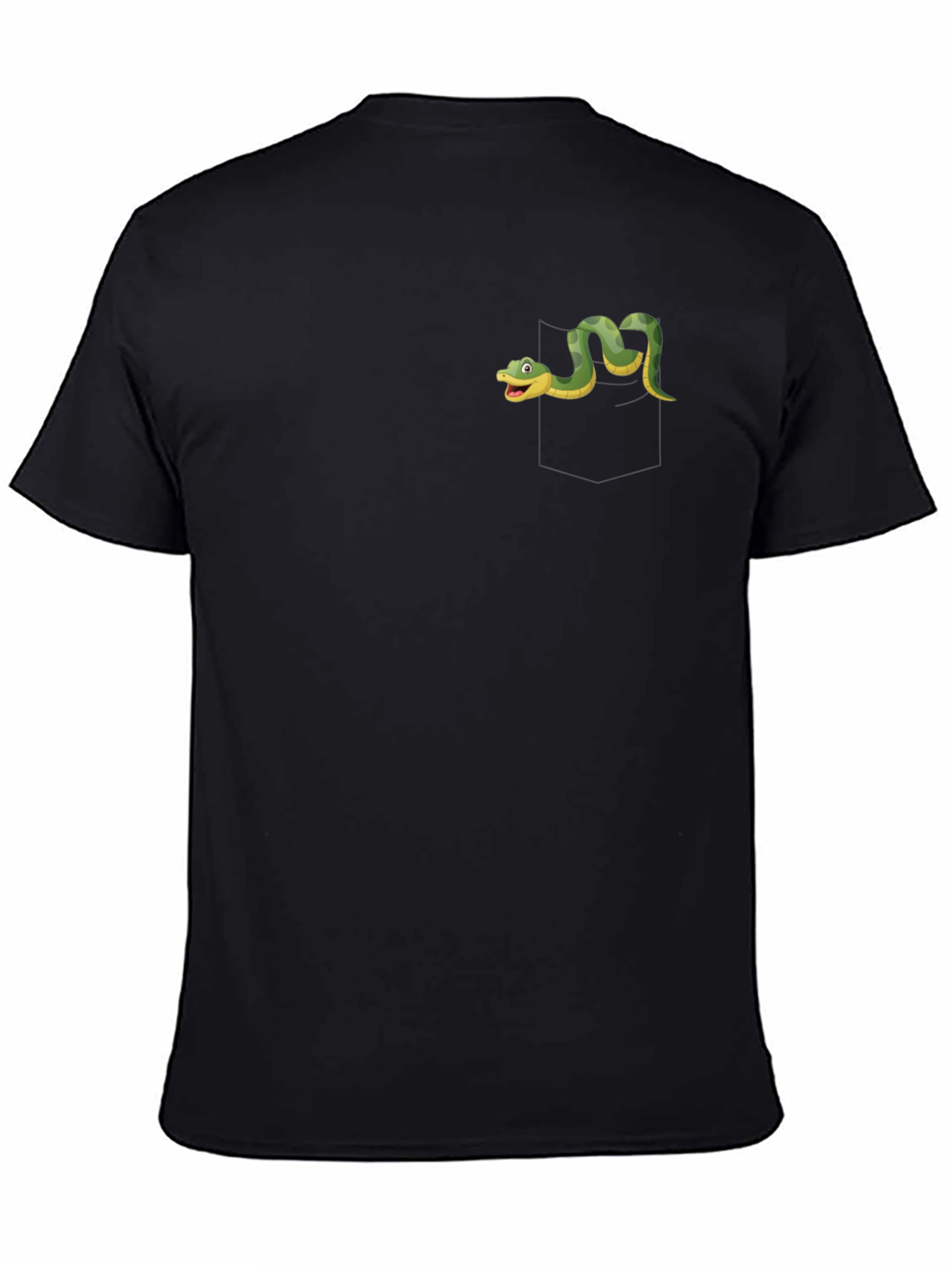 Black T-Shirt with Cartoon Snake Design