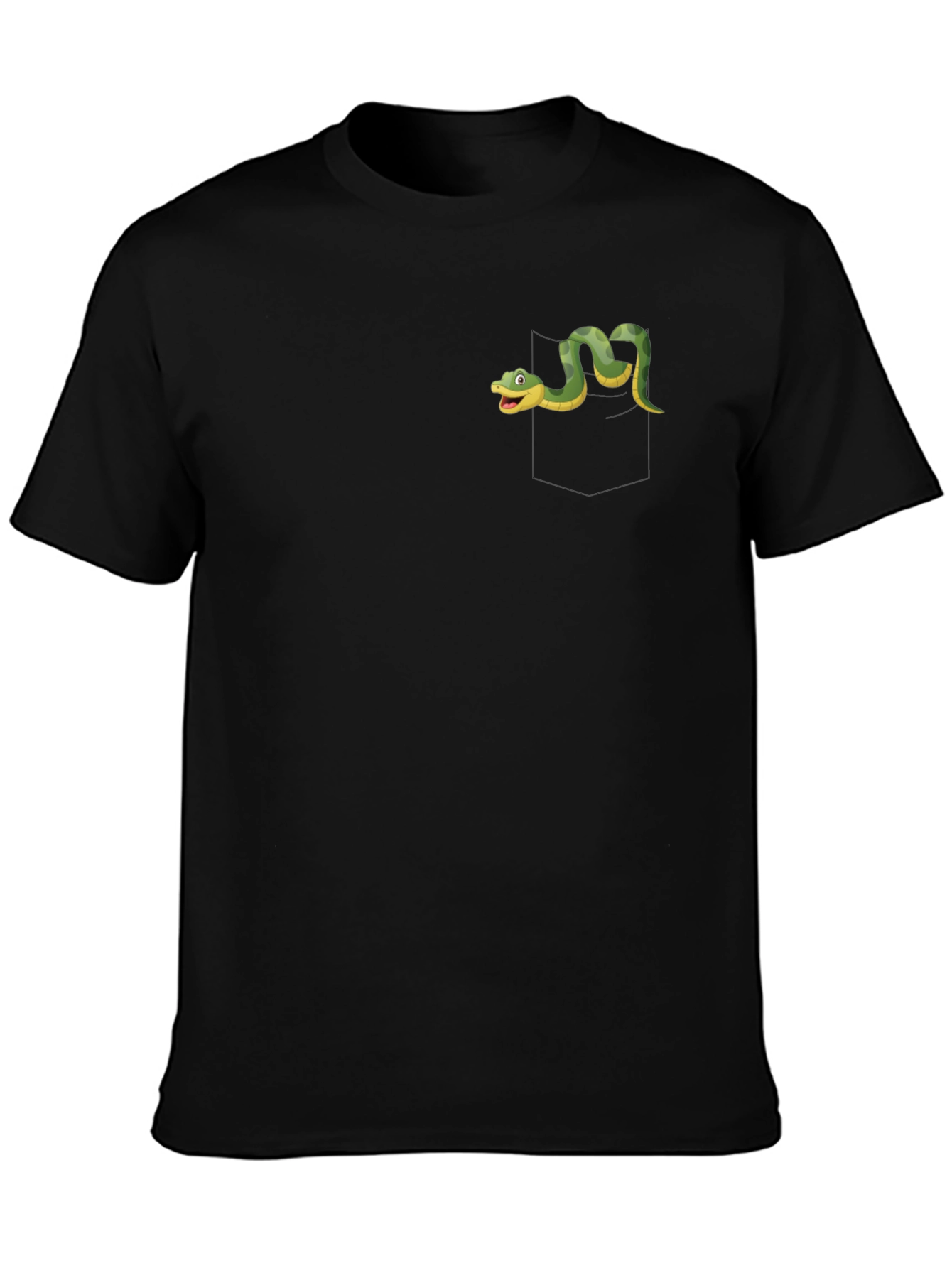 Black T-Shirt with Cartoon Snake Design