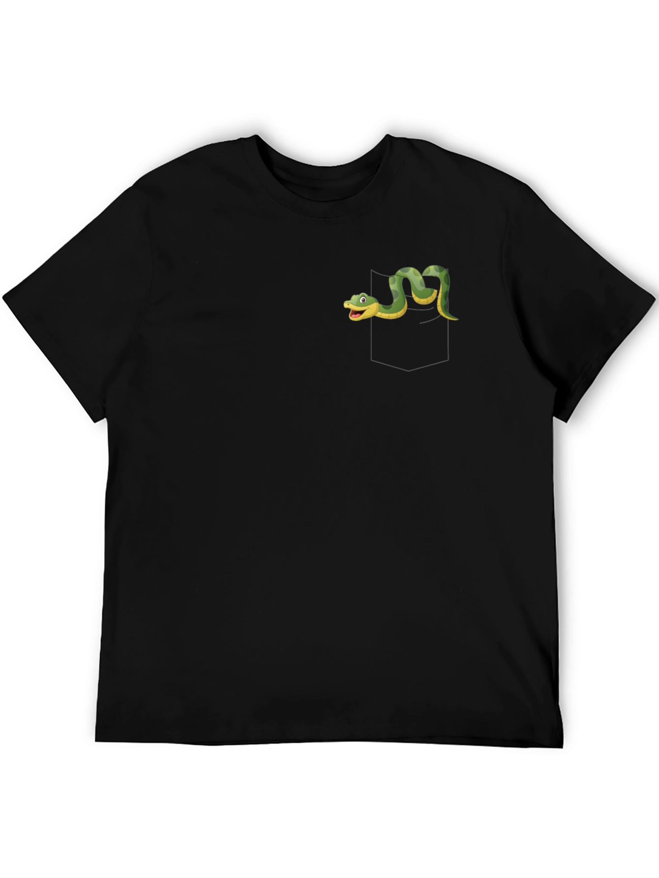 Black T-Shirt with Cartoon Snake Design