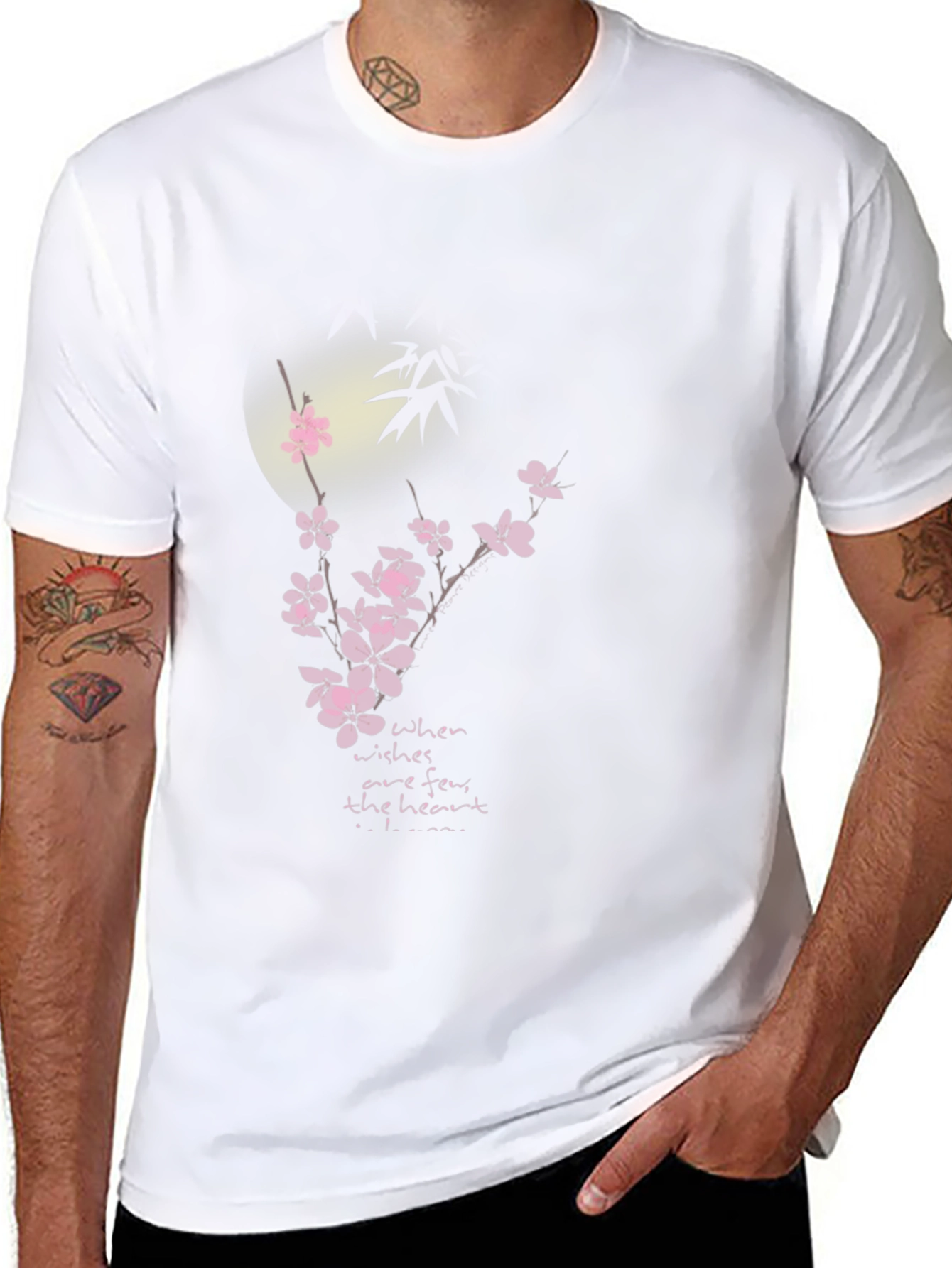 Floral Moon Graphic Black T-Shirt