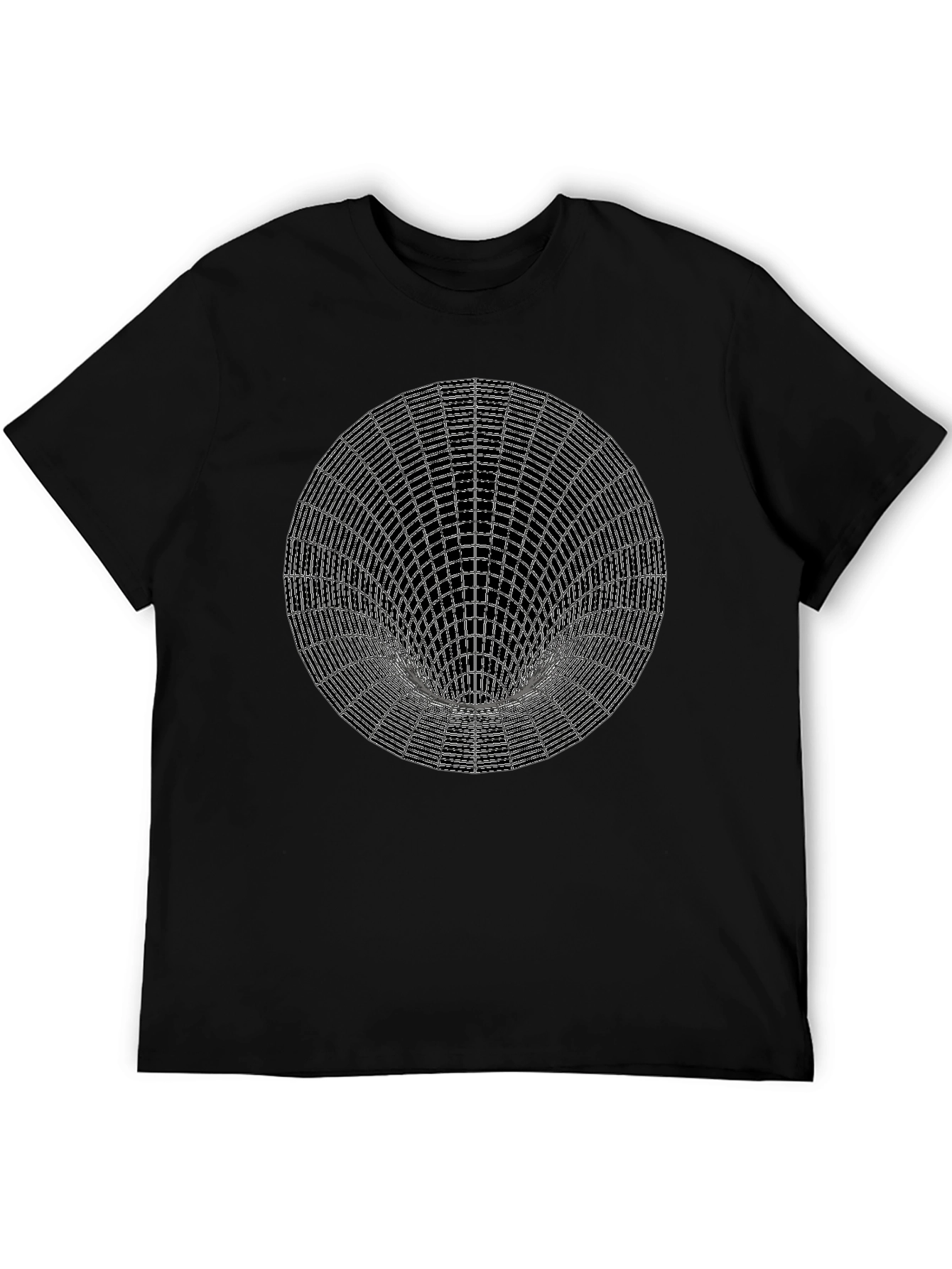 Optical Illusion Circle Graphic Tee - Black