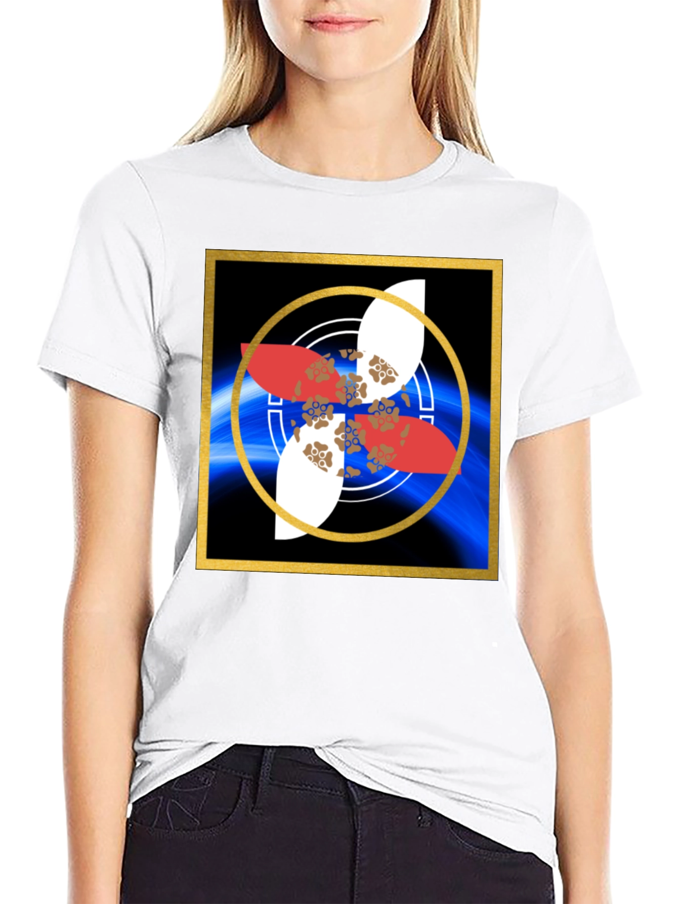 Geometric Graphic Print Black T-Shirt