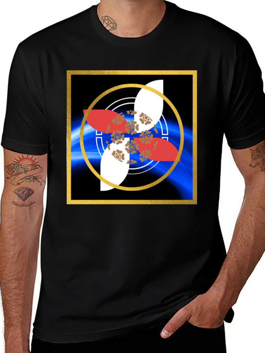 Geometric Graphic Print Black T-Shirt
