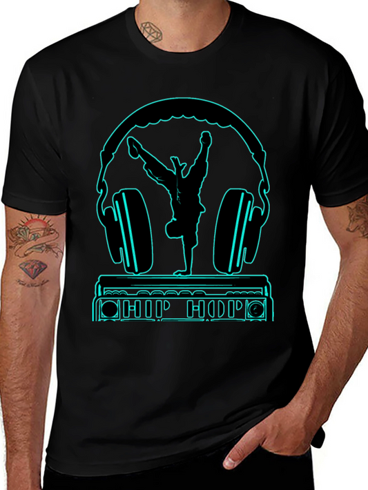 Hip Hop Headphones Graphic Tee - Black