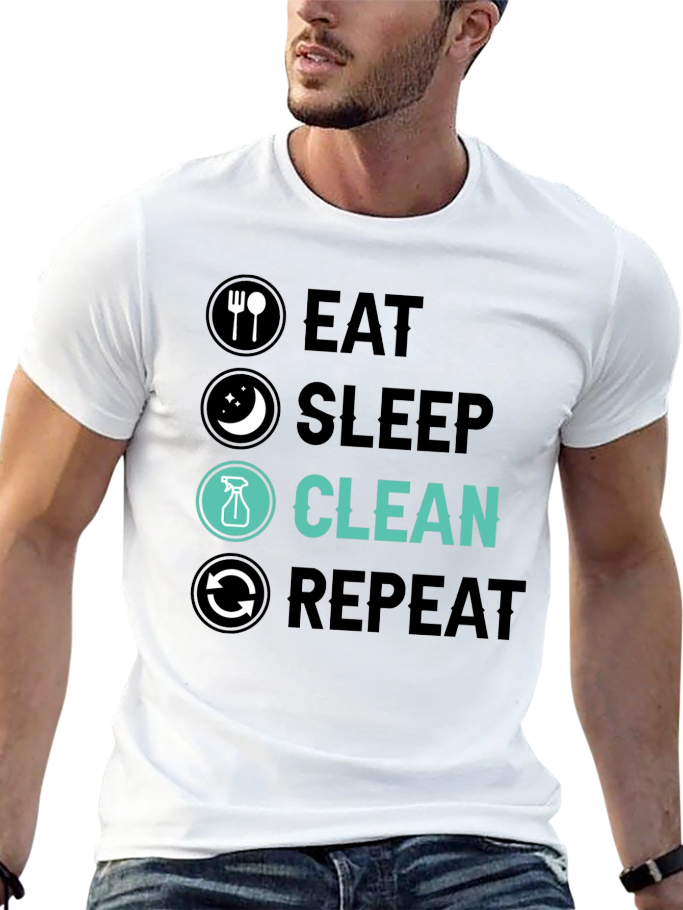 Eat Sleep Clean Repeat Graphic Tee