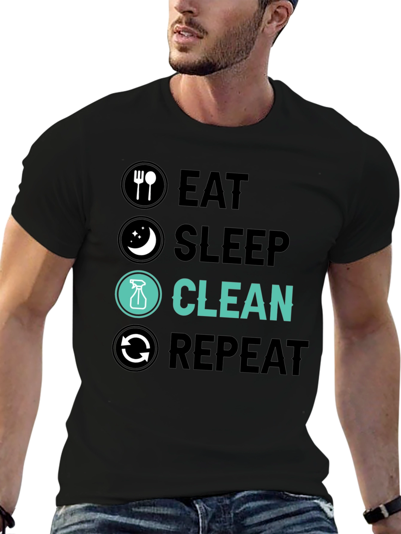 Eat Sleep Clean Repeat Graphic Tee