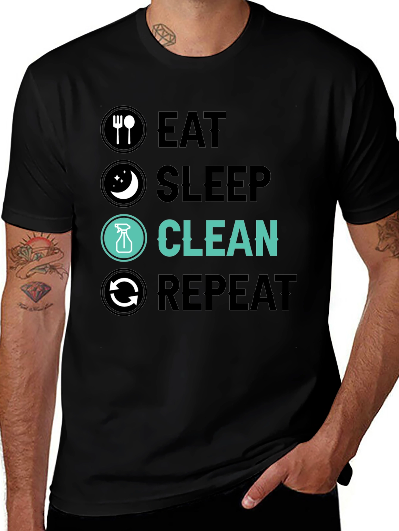 Eat Sleep Clean Repeat Graphic Tee