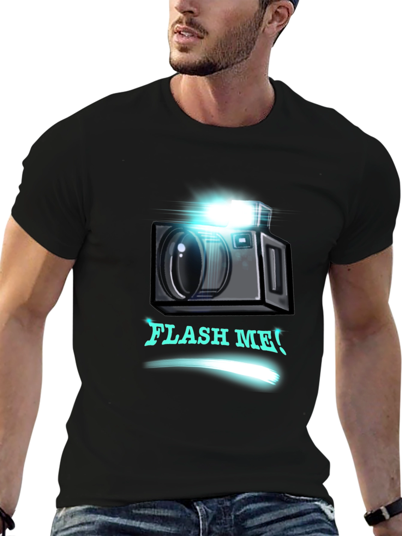 Flash Me Camera Graphic T-Shirt - Trendy Design