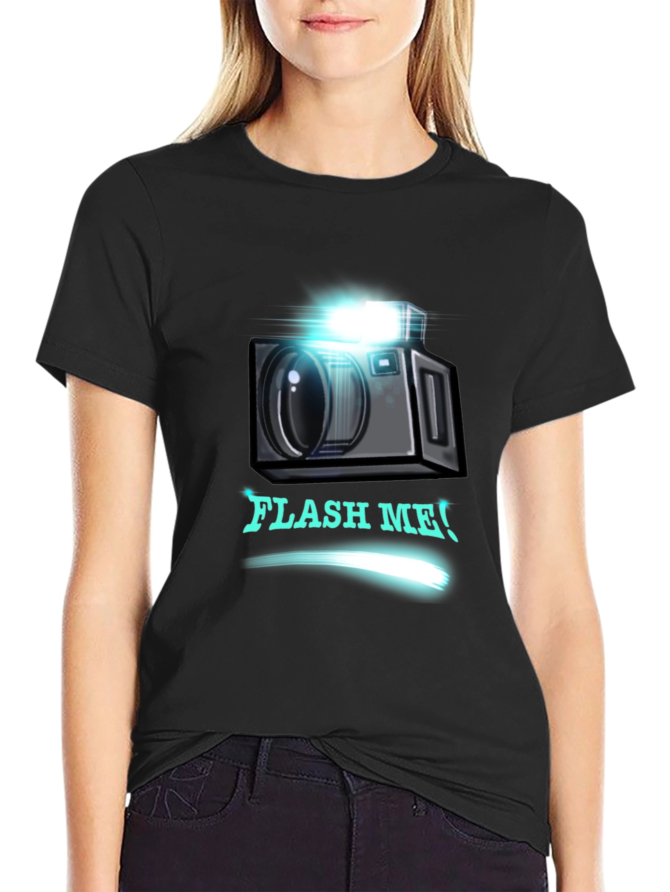 Flash Me Camera Graphic T-Shirt - Trendy Design